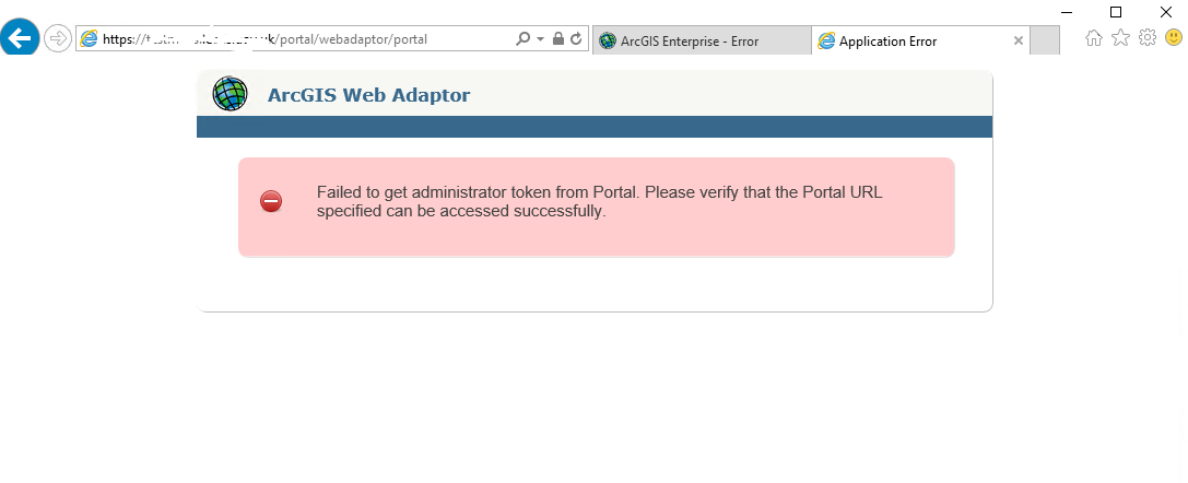 Web Adaptor error page admin token